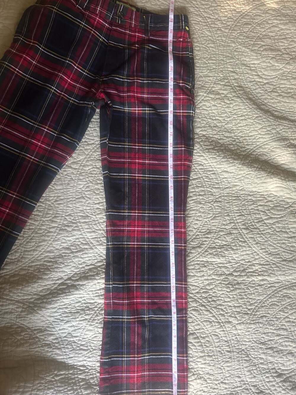 Castaway Nantucket Island Boys Stretch Twill Port Pants Black Stewart Plaid - Picture 6 of 7
